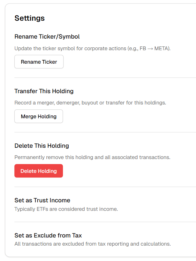 Screenshot of the add merger button